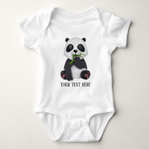 niedlicher Panda-Bär fügt Text unisex hinzu Baby Strampler