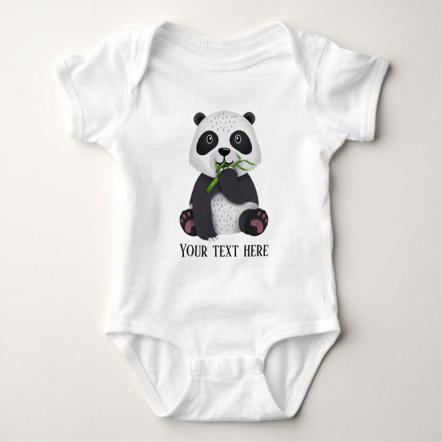 niedlicher Panda-Bär fügt Text unisex hinzu Baby Strampler (Vorderseite)