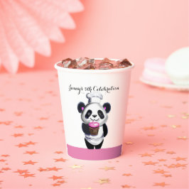 Niedlicher Panda Bär Geburtstagspapier-Cup Pappbecher