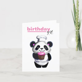 Niedlicher Panda-Bär-Girl zum Geburtstag Feiertagskarte
