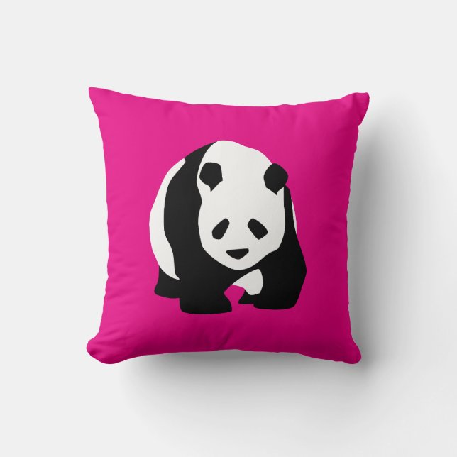 Niedlicher Panda Bär Hot Pink Fuchsia Zoo Wildlife Kissen (Vorderseite)