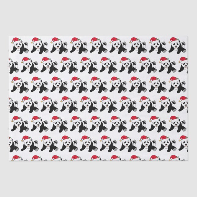 Niedlicher Panda-Bär im Weihnachtsmannmütze Urlaub Seidenpapier (Vorderseite)