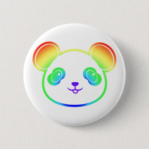 Niedlicher Panda-Bär in den Farben des Regenbogens Button