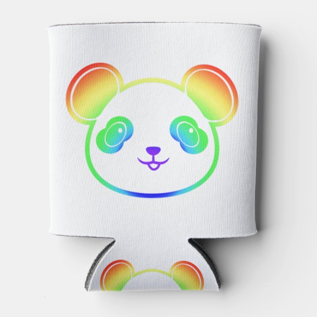 Niedlicher Panda-Bär in den Farben des Regenbogens Dosenkühler (Vorderseite)
