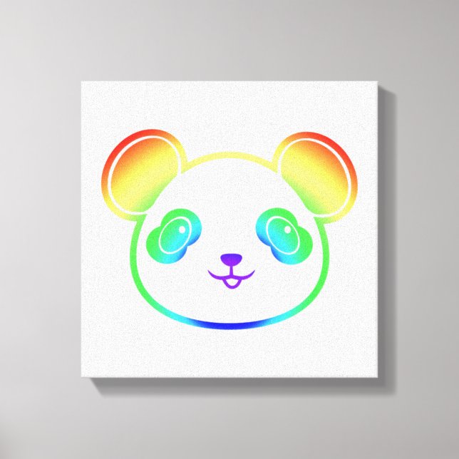 Niedlicher Panda-Bär in den Farben des Regenbogens Leinwanddruck (Vorderseite)