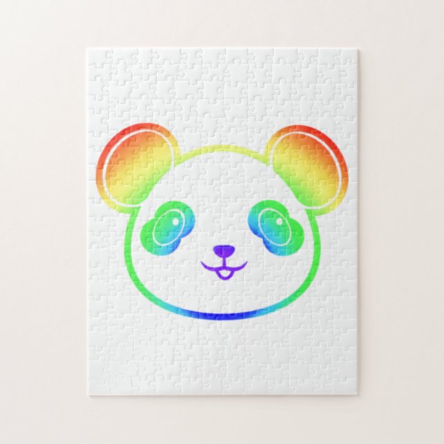 Niedlicher Panda-Bär in den Farben des Regenbogens Puzzle (Vertikal)