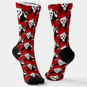 Niedlicher Panda-Bär in der Weihnachtsmannmütze Socken