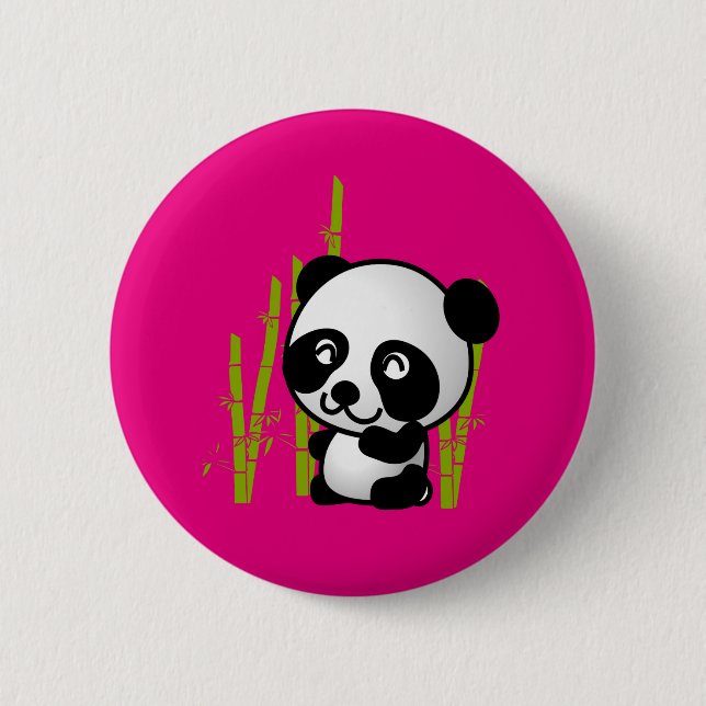 Niedlicher Panda-Bär in einem Bambushain. Button (Vorderseite)