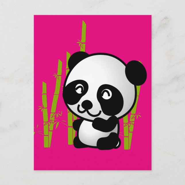 Niedlicher Panda-Bär in einem Bambushain. Postkarte (Vorderseite)