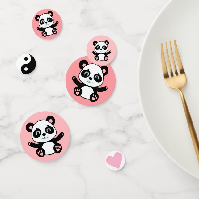 Niedlicher Panda-Bär in Rosa Konfetti (Gruppe)