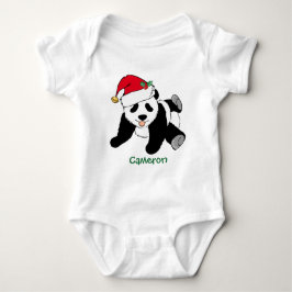 Niedlicher Panda-Bär in Weihnachtsmannmütze Custom Baby Strampler