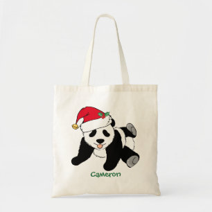 Niedlicher Panda-Bär in Weihnachtsmannmütze Kids Tragetasche