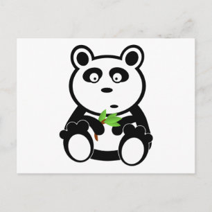 Niedlicher Panda Bär isst Bambus-Blätter Postkarte