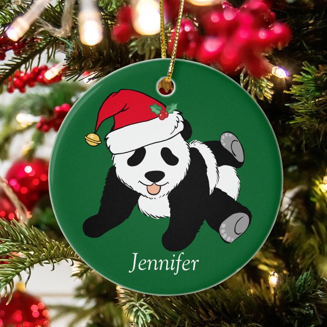 Niedlicher Panda Bär Kids Monogram Keramik Ornament (Von Creator hochgeladen)