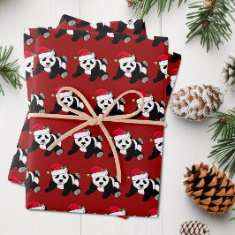 Niedlicher Panda Bär Kinder Rot Geschenkpapier Set
