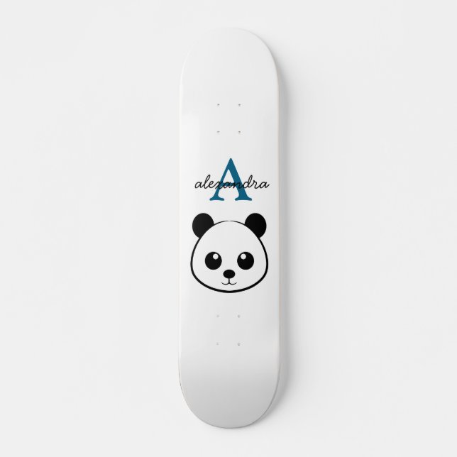 Niedlicher Panda-Bär - kundenspezifisches Monogram Skateboard (Vorne)