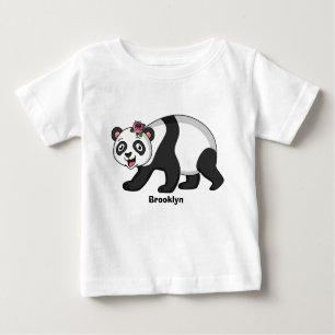 Niedlicher Panda-Bär mit Blume Cartoon Baby T-shirt
