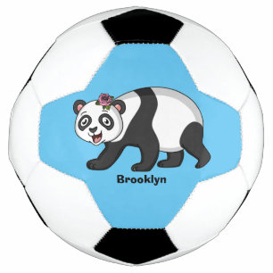 Niedlicher Panda-Bär mit Blume Cartoon Fußball