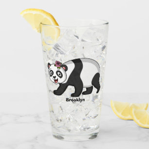 Niedlicher Panda-Bär mit Blume Cartoon Glas