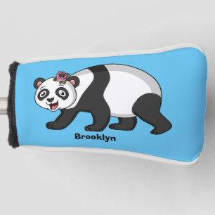 Niedlicher Panda-Bär mit Blume Cartoon Golf Headcover