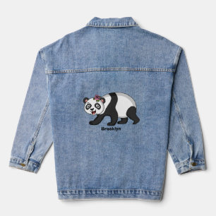 Niedlicher Panda-Bär mit Blume Cartoon Jeansjacke