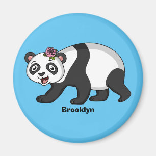 Niedlicher Panda-Bär mit Blume Cartoon Magnet