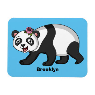Niedlicher Panda-Bär mit Blume Cartoon Magnet