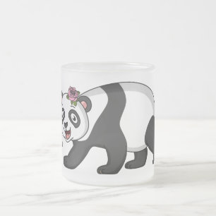Niedlicher Panda-Bär mit Blume Cartoon Mattglastasse
