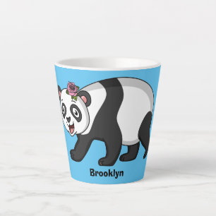 Niedlicher Panda-Bär mit Blume Cartoon Milchtasse
