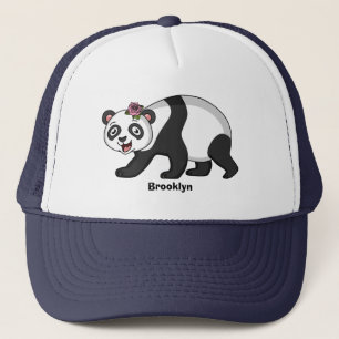 Niedlicher Panda-Bär mit Blume Cartoon  Truckerkappe
