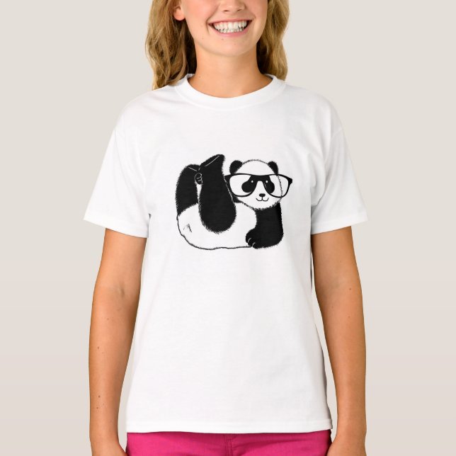 Niedlicher Panda-Bär mit Brille T-Shirt (Vorderseite)