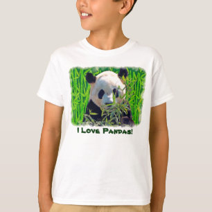 Niedlicher Panda-Bär mit köstlichen Bambus-Blätter T-Shirt