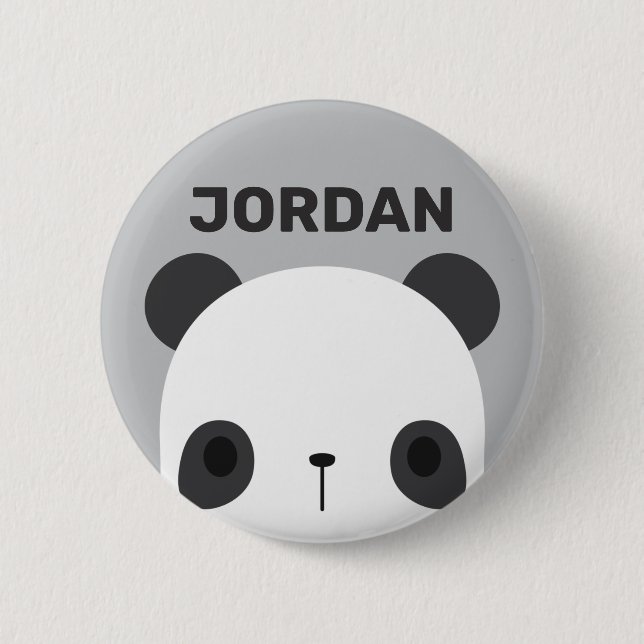 Niedlicher Panda-Bär mit Personalisiertem Namen Button (Vorderseite)