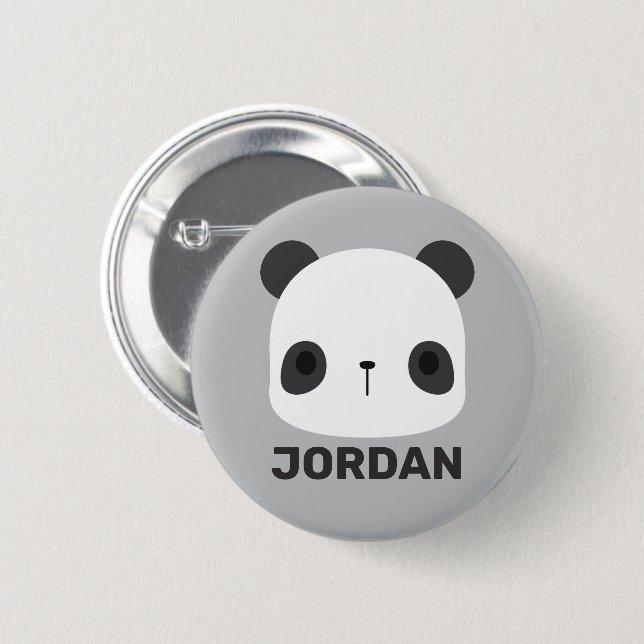 Niedlicher Panda-Bär mit Personalisiertem Namen Button (Vorne & Hinten)