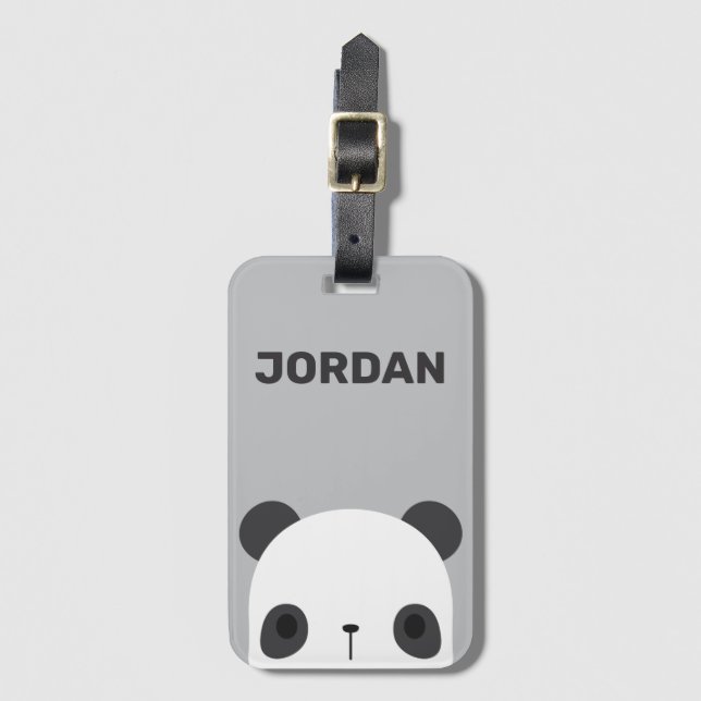 Niedlicher Panda-Bär mit Personalisiertem Namen Gepäckanhänger (Vorderseite Vertikal)