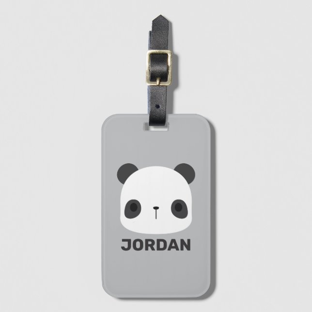 Niedlicher Panda-Bär mit Personalisiertem Namen Gepäckanhänger (Vorderseite Vertikal)