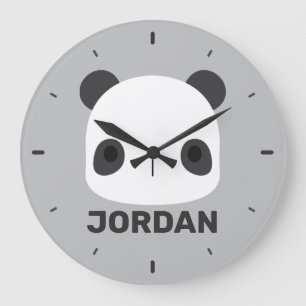 Niedlicher Panda-Bär mit Personalisiertem Namen Große Wanduhr