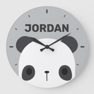 Niedlicher Panda-Bär mit Personalisiertem Namen Große Wanduhr