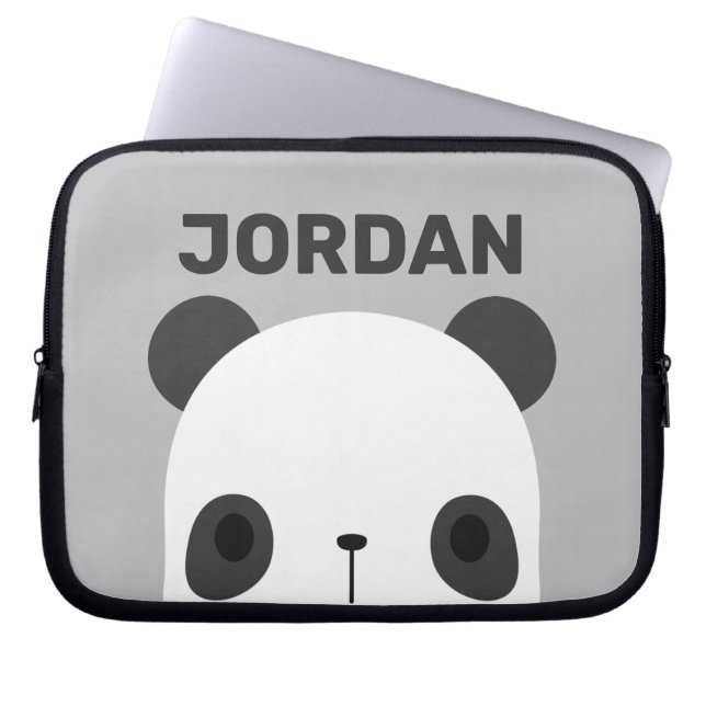 Niedlicher Panda-Bär mit Personalisiertem Namen Laptopschutzhülle (Vorderseite)