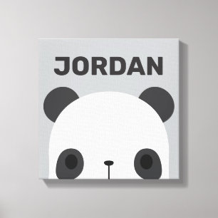 Niedlicher Panda-Bär mit Personalisiertem Namen Leinwanddruck