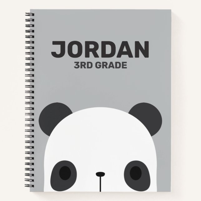 Niedlicher Panda-Bär mit Personalisiertem Namen Notizbuch (Vorderseite)