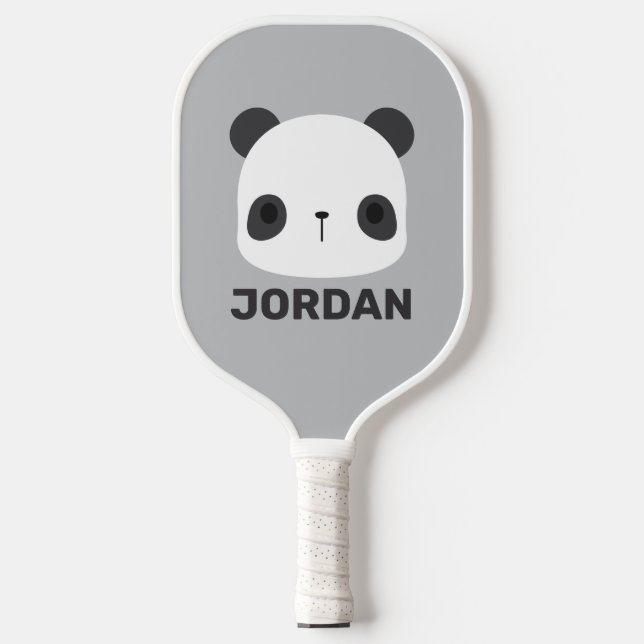Niedlicher Panda-Bär mit Personalisiertem Namen Pickleball Schläger (Vorderseite)