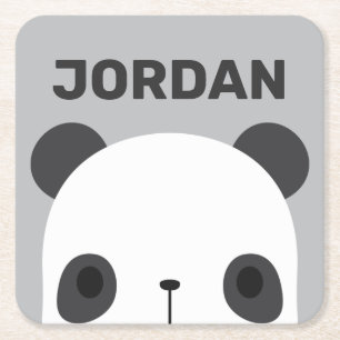 Niedlicher Panda-Bär mit Personalisiertem Namen Rechteckiger Pappuntersetzer