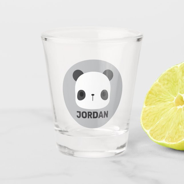 Niedlicher Panda-Bär mit Personalisiertem Namen Schnapsglas (Vorderseite)