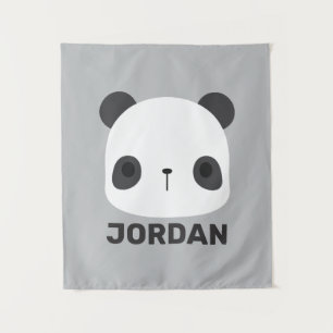 Niedlicher Panda-Bär mit Personalisiertem Namen Wandteppich