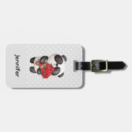 Niedlicher Panda-Bär mit Rose Bouquet Gepäckanhänger