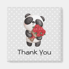 Niedlicher Panda-Bär mit Rose Bouquet Vielen Dank Magnet