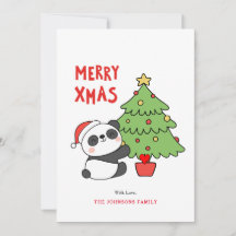 Niedlicher Panda-Bär mit Weihnachtsbaum