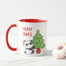 Niedlicher Panda-Bär mit Weihnachtsbaum