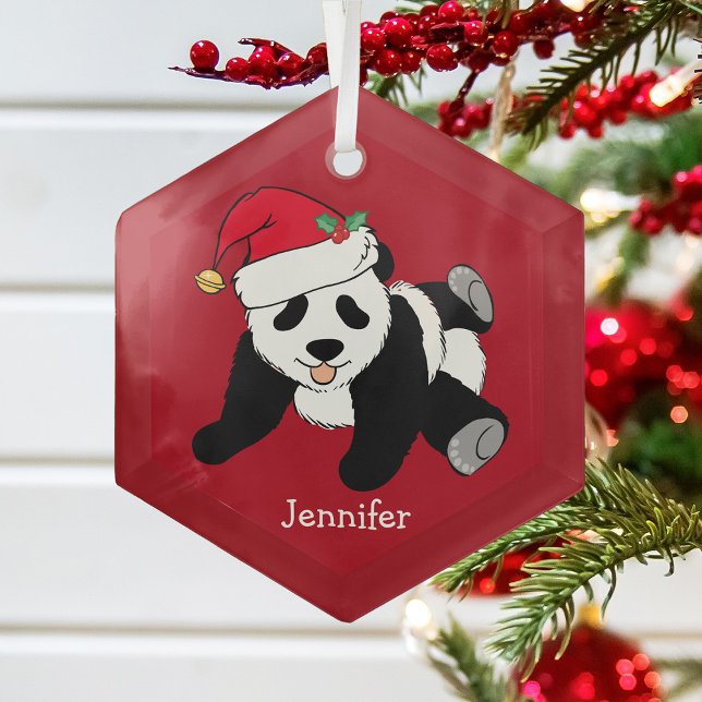 Niedlicher Panda Bär Personalisiert Kinder Weihnac Ornament Aus Glas (Von Creator hochgeladen)